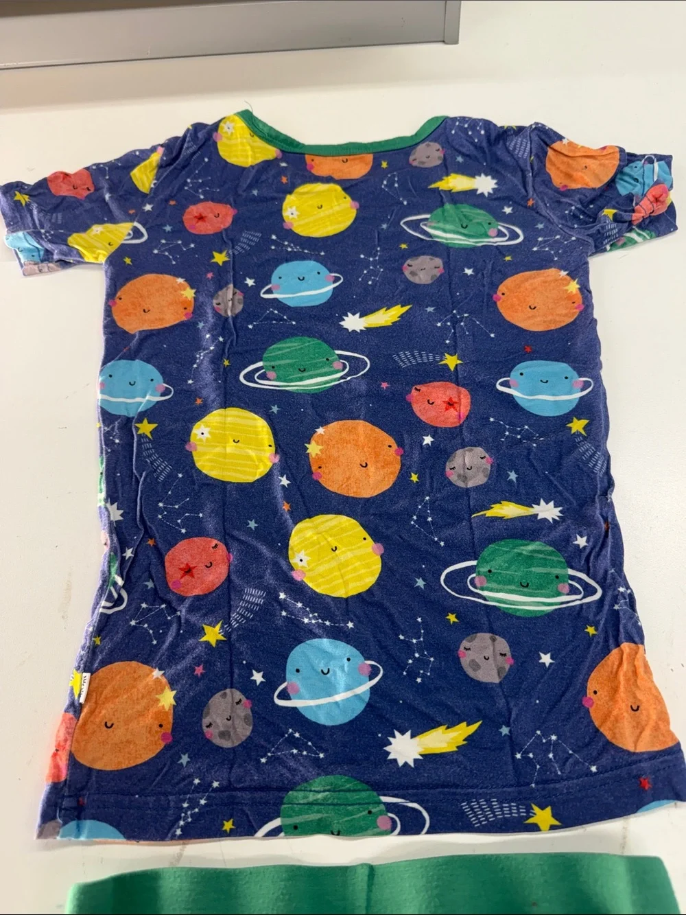 Little Sleepies Navy Space Planet Pajama Set with Green Trim